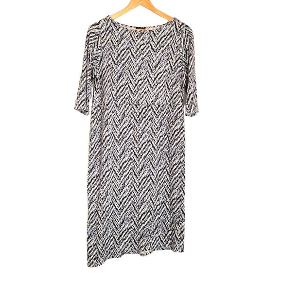 J Jill Dress Women's Small Wearever Asymmetric Chevron Stretch Office Modest - Picture 1 of 8